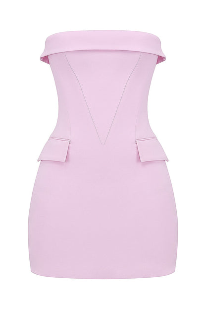 CINDY - STRAPLESS MINI PINK DRESS