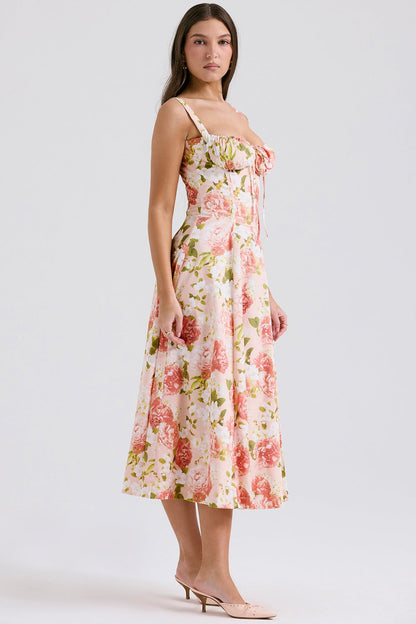 CARMEN - PINK PEONY PRINT DRESS