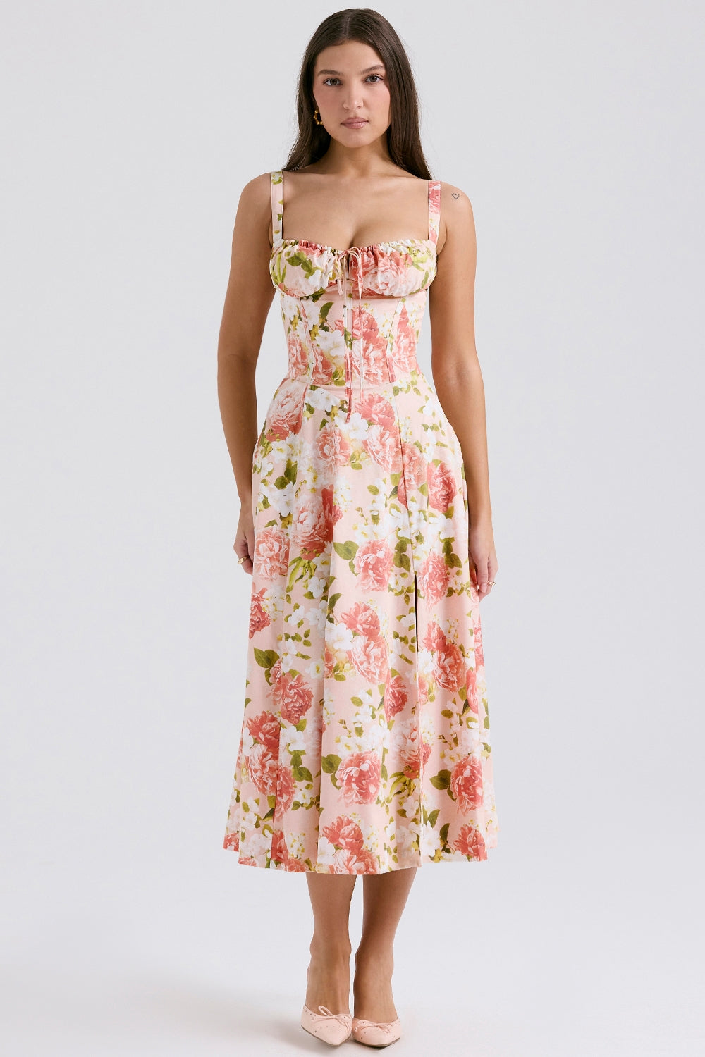 CARMEN - PINK PEONY PRINT DRESS