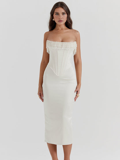 ROMY - PEARL STRAPLESS MIDI DRESS