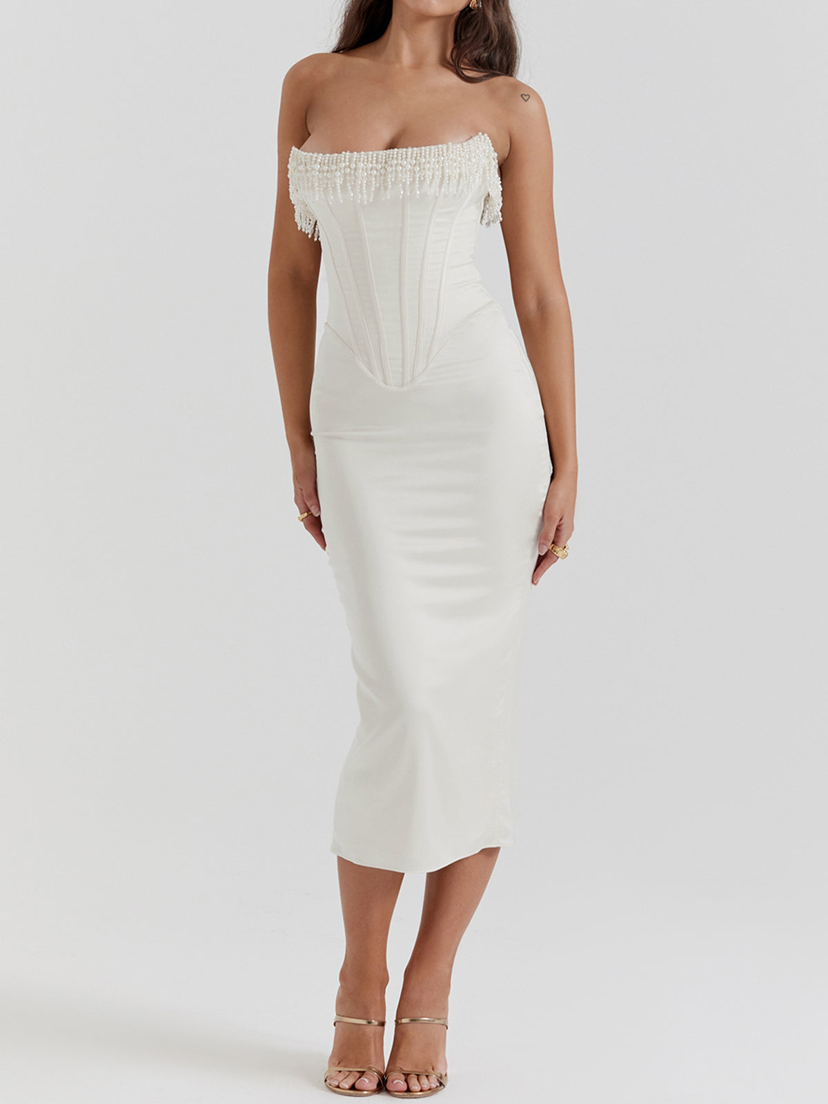 ROMY - PEARL STRAPLESS MIDI DRESS