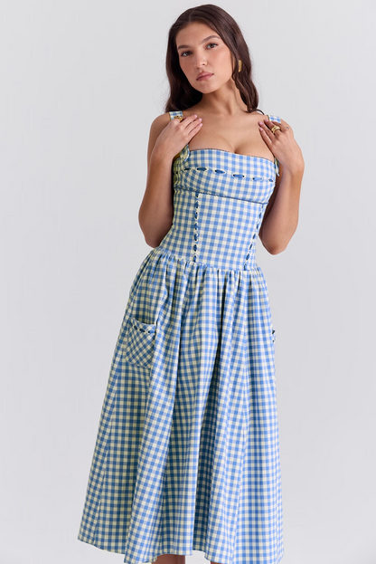 DAISY- BLUE CHECKED DRESS