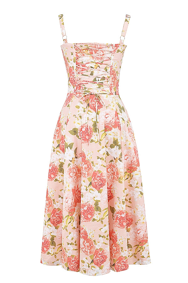 CARMEN - PINK PEONY PRINT DRESS