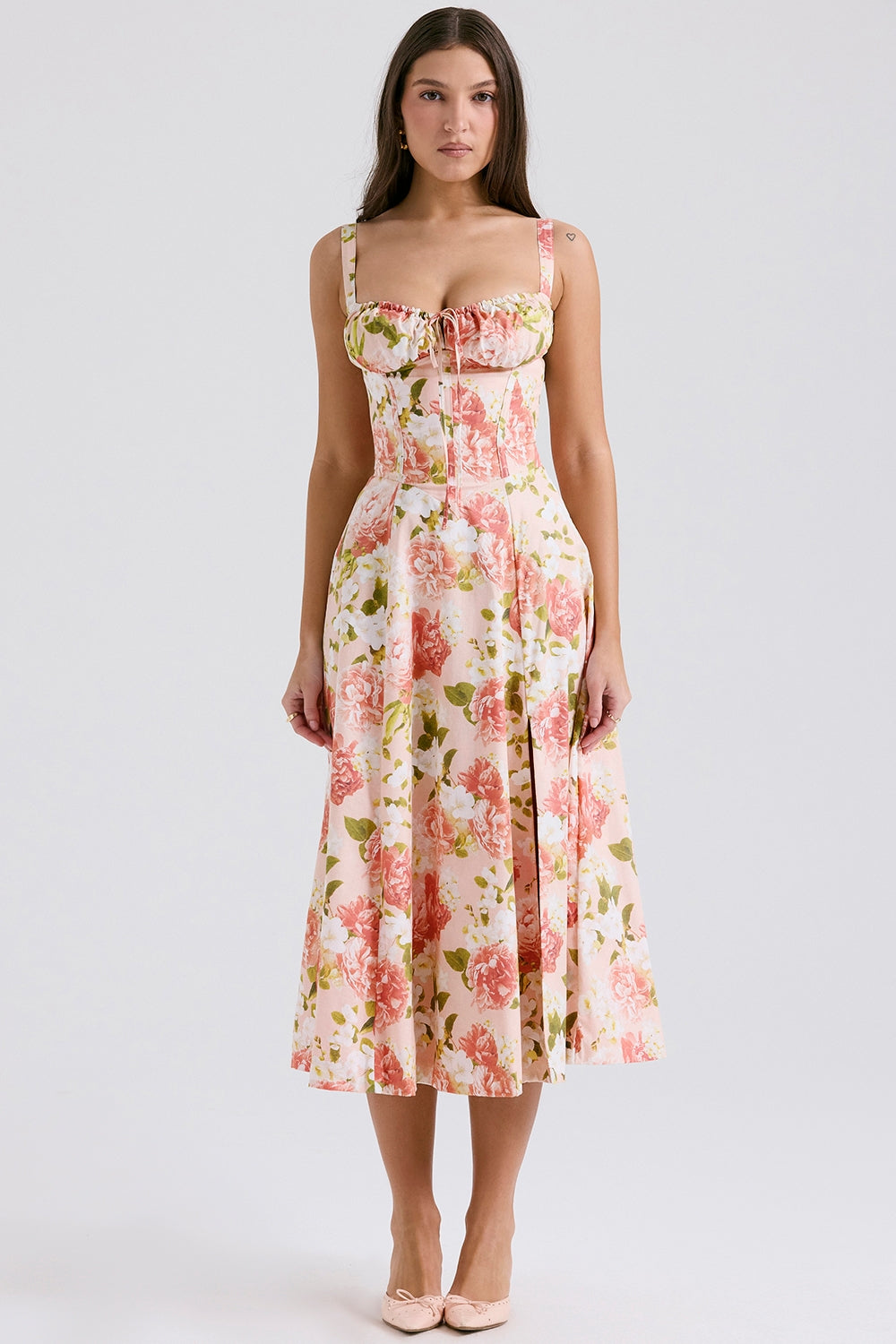 CARMEN - PINK PEONY PRINT DRESS