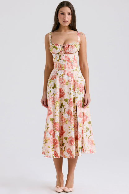 CARMEN - PINK PEONY PRINT DRESS