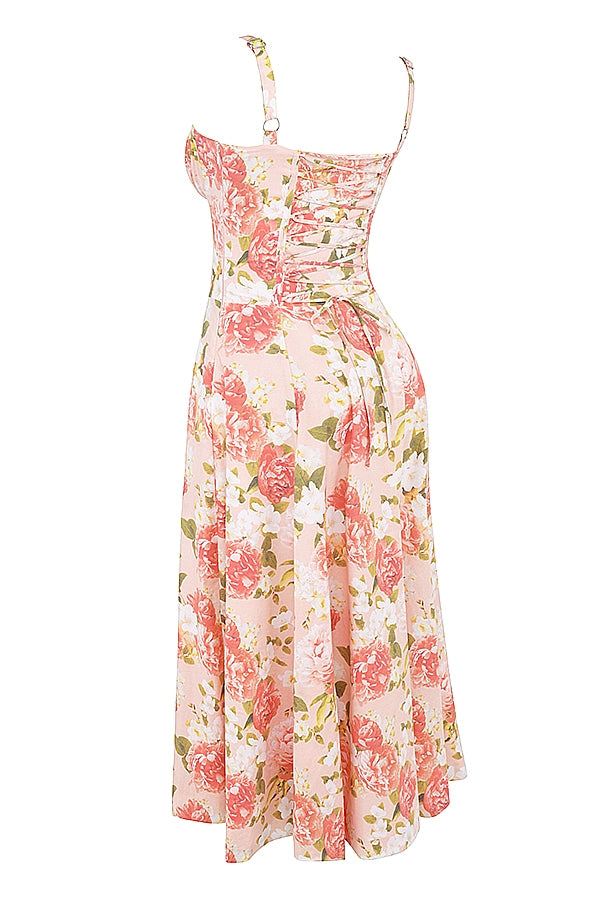 CARMEN - PINK PEONY PRINT DRESS