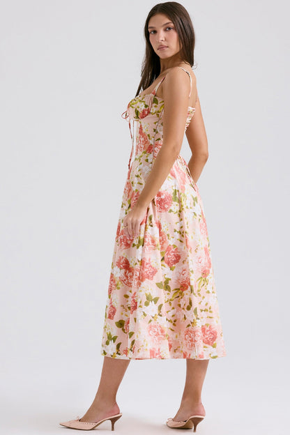 CARMEN - PINK PEONY PRINT DRESS