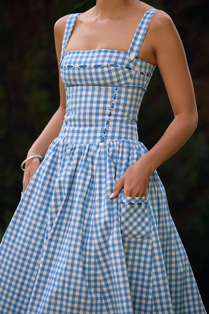 DAISY- BLUE CHECKED DRESS