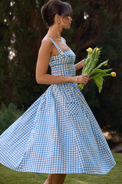 DAISY- BLUE CHECKED DRESS