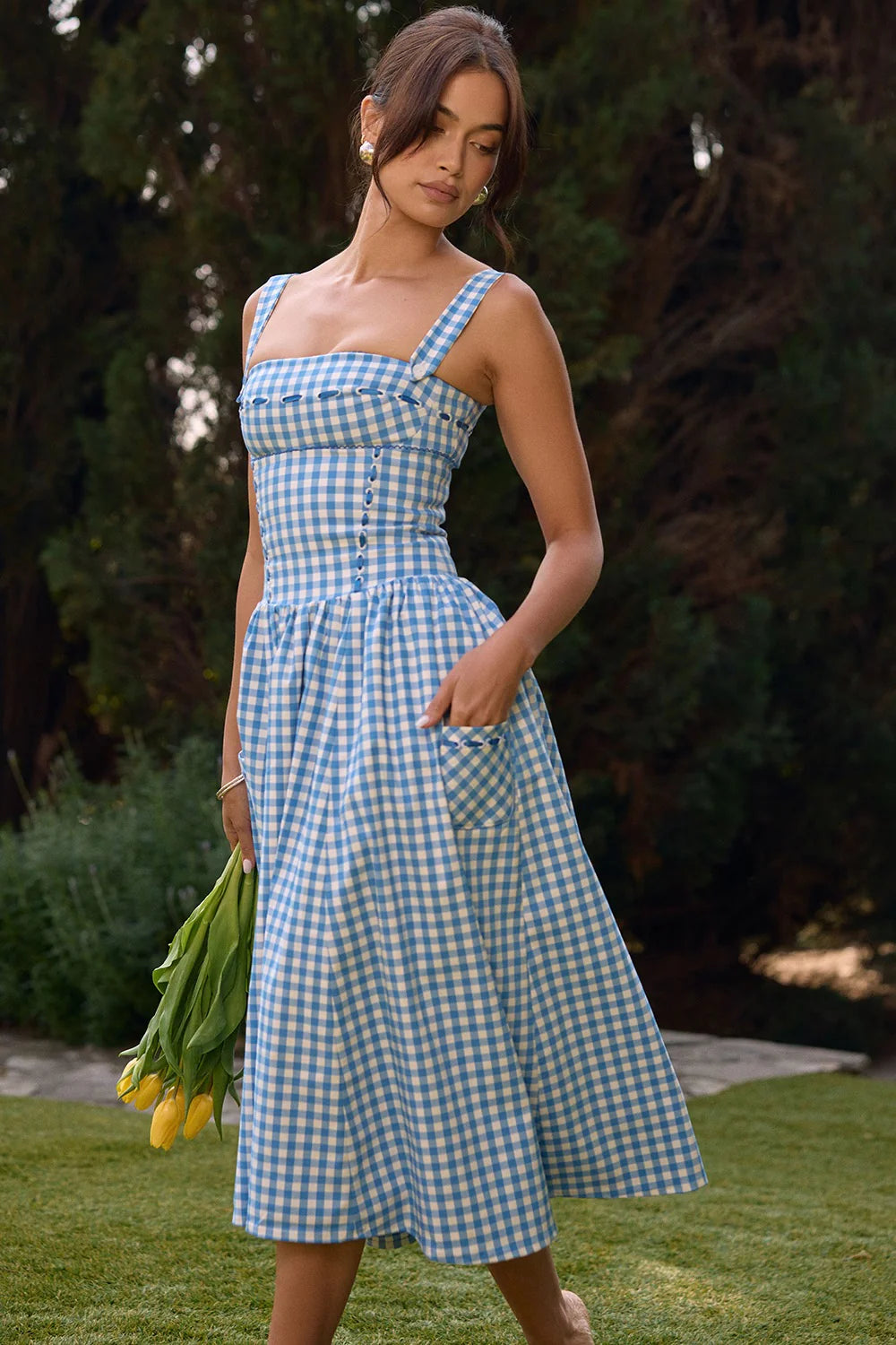 DAISY- BLUE CHECKED DRESS