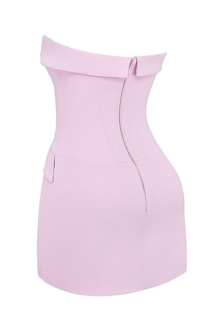 CINDY - STRAPLESS MINI PINK DRESS