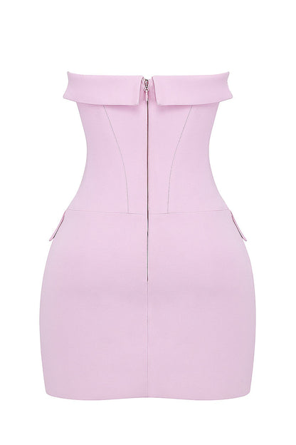 CINDY - STRAPLESS MINI PINK DRESS